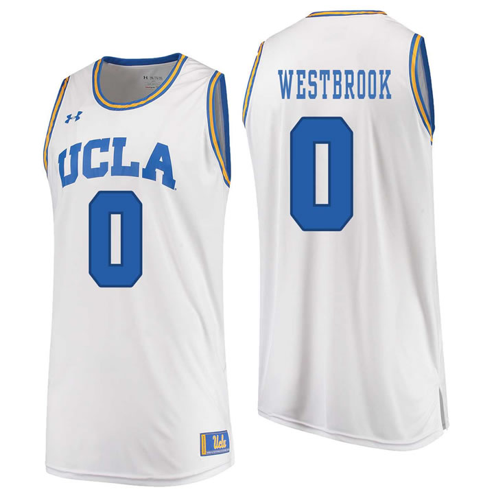 UCLA Bruins #0 Russell Westbrook White College Basketball Jersey